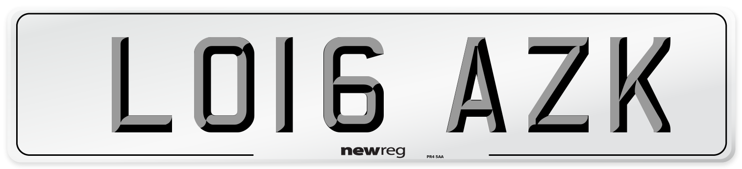 LO16 AZK Number Plate from New Reg